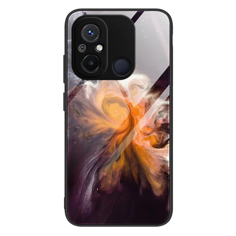 Pour Xiaomi Redmi 11A 4G / 12C 4G Étui de téléphone Motif Marbre Verre trempé + PC + Étui de protection en TPU - DL01