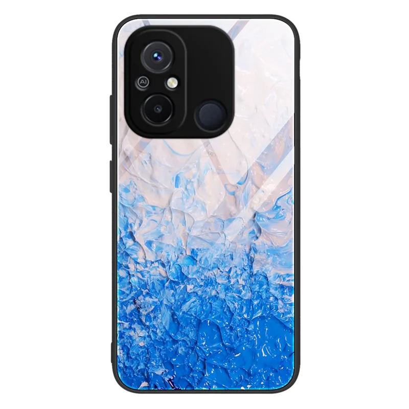 For Xiaomi Redmi 11A 4G / 12C 4G Phone Case Marble Pattern Tempered Glass + PC + TPU Protective Phone Cover - DL07