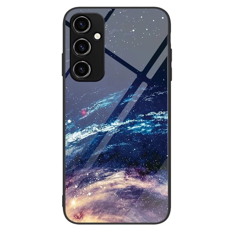 For Samsung Galaxy A14 5G / A14 4G Anti-drop Phone Case Tempered Glass+PC+TPU Pattern Printing Phone Cover - The Milky Way
