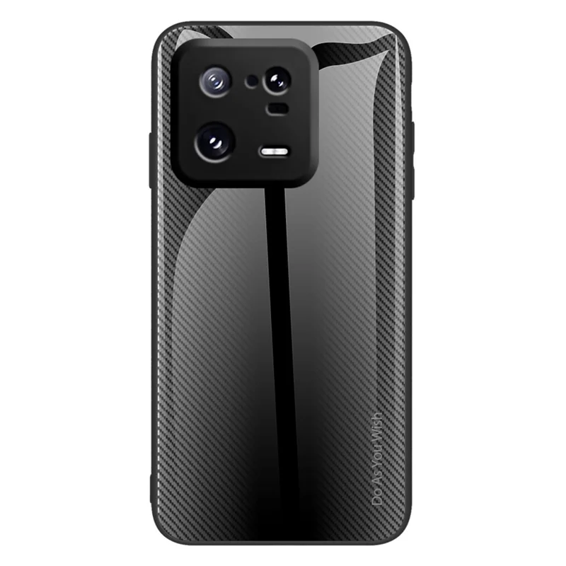 Per Xiaomi 13 Pro 5G Custodia per cellulare anti-graffio in fibra di carbonio Texture Vetro temperato+TPU Custodia per telefono - Nero