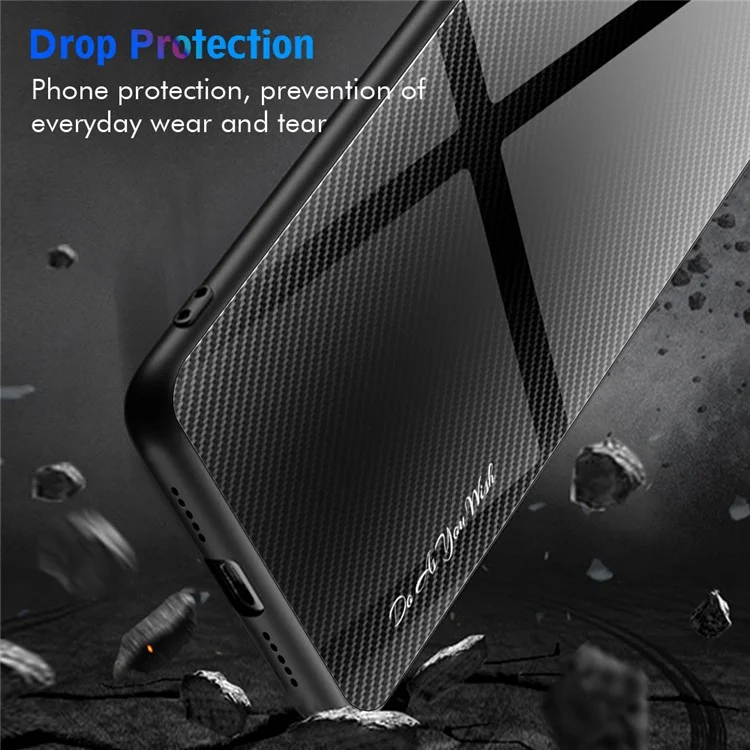 Per Xiaomi 13 Pro 5G Custodia per cellulare anti-graffio in fibra di carbonio Texture Vetro temperato+TPU Custodia per telefono - Nero