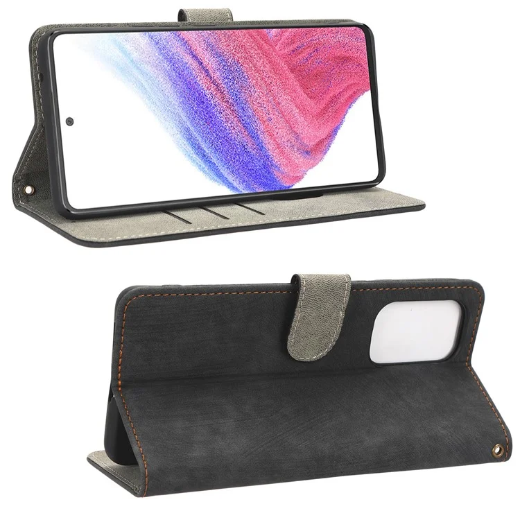 For Samsung Galaxy A53 5G Mobile Phone Case RFID Blocking Stand Wallet Leather Cover with Strap - Black