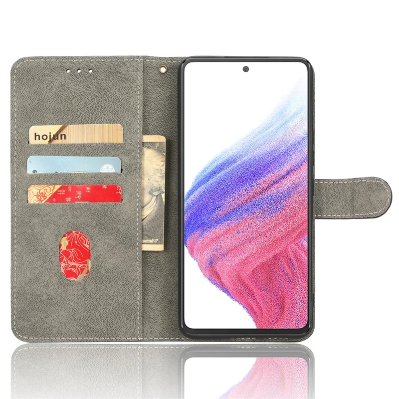 For Samsung Galaxy A53 5G Mobile Phone Case RFID Blocking Stand Wallet Leather Cover with Strap - Blue