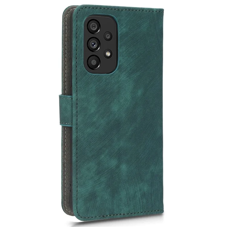 Per Samsung Galaxy A73 5G RFID Blocking Custodia in Pelle Anti-caduta Flip Stand Wallet Cover con Cinturino da Polso - Verde