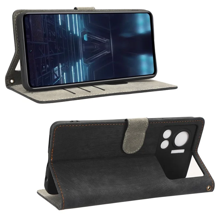 Pour Infinix Note 12 VIP 4G X672 Étui de téléphone en cuir PU antichoc avec support RFID Blocking Flip Wallet Cover avec dragonne - Noir