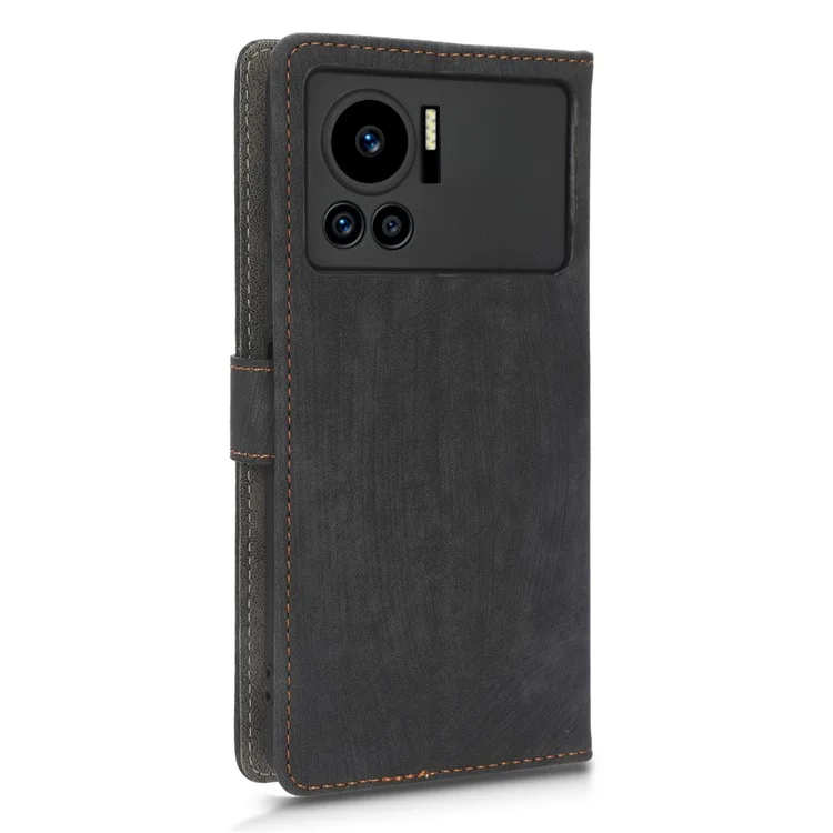 Pour Infinix Note 12 VIP 4G X672 Étui de téléphone en cuir PU antichoc avec support RFID Blocking Flip Wallet Cover avec dragonne - Noir