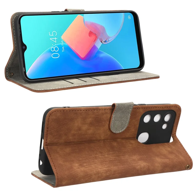 For TECNO Spark 8C 4G / Spark 9 4G / Spark Go 2022 / KG5 Phone Case RFID Blocking Stand Wallet Leather Cover - Brown