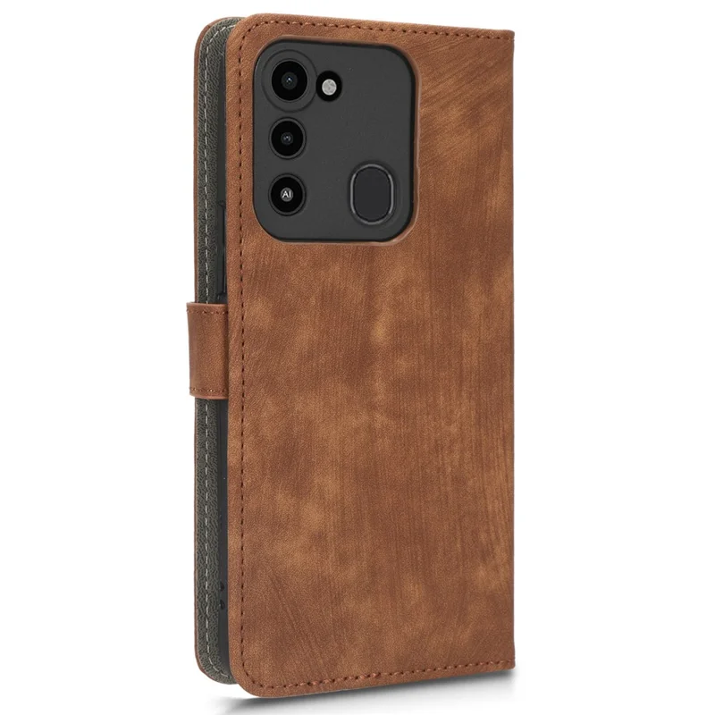 For TECNO Spark 8C 4G / Spark 9 4G / Spark Go 2022 / KG5 Phone Case RFID Blocking Stand Wallet Leather Cover - Brown