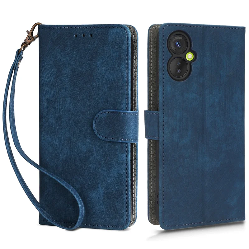 For TECNO Spark 9T 4G KH6 / 9 Pro 4G KH7 RFID Blocking Wallet Phone Case Full Protection Leather Stand Cover with Strap - Blue