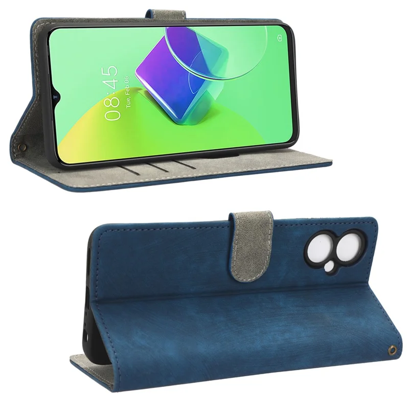 For TECNO Spark 9T 4G KH6 / 9 Pro 4G KH7 RFID Blocking Wallet Phone Case Full Protection Leather Stand Cover with Strap - Blue