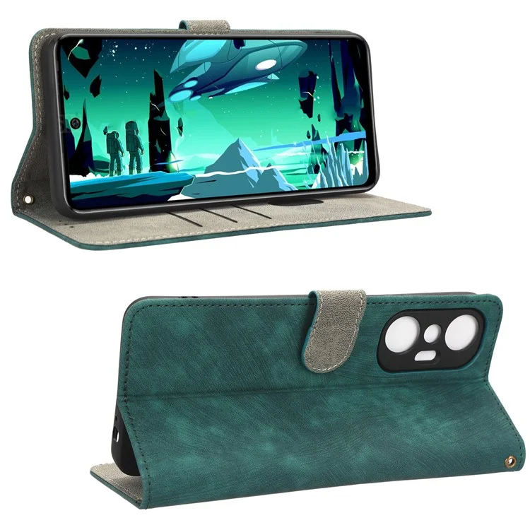Para Infinix Hot 20S 4G X6827 RFID Blocking Leather Stand Phone Case Hand Strap Anti-Drop Wallet Cover - Verde