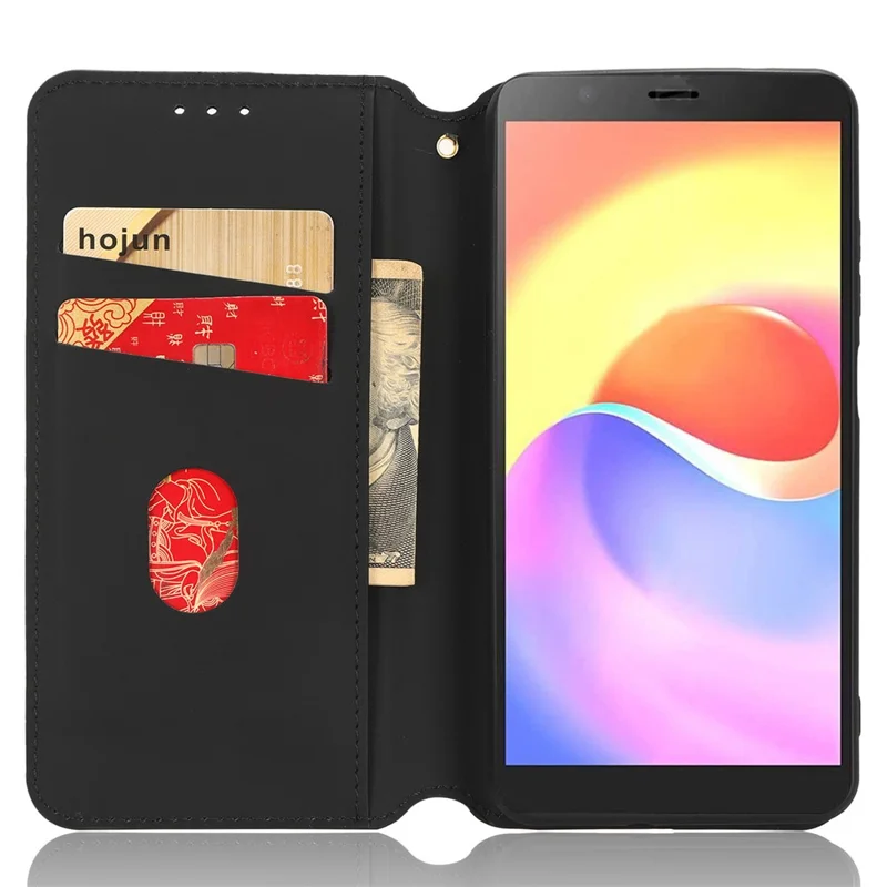 For ZTE Blade A32 Phone Leather Case Imprinted Rhombus Pattern Wallet Stand Protective Phone Cover - Purple