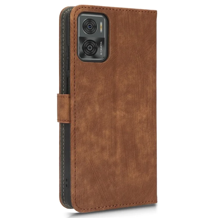 Per Motorola Moto E22 4G / E22i 4G Custodia per Cellulare RFID Blocking Stand Wallet Custodia in Pelle con Tracolla - Marrone