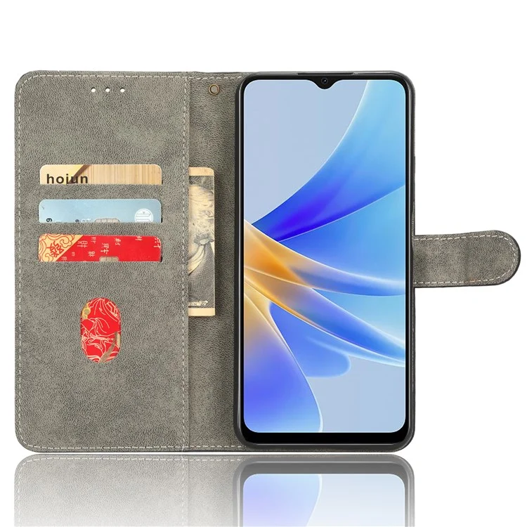 Per Oppo A17 4G / A17k 4G Cover del telefono Custodia in pelle PU con blocco RFID Supporto per telefono con cinghia - Nero