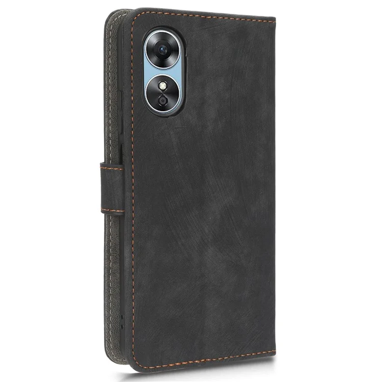 Per Oppo A17 4G / A17k 4G Cover del telefono Custodia in pelle PU con blocco RFID Supporto per telefono con cinghia - Nero