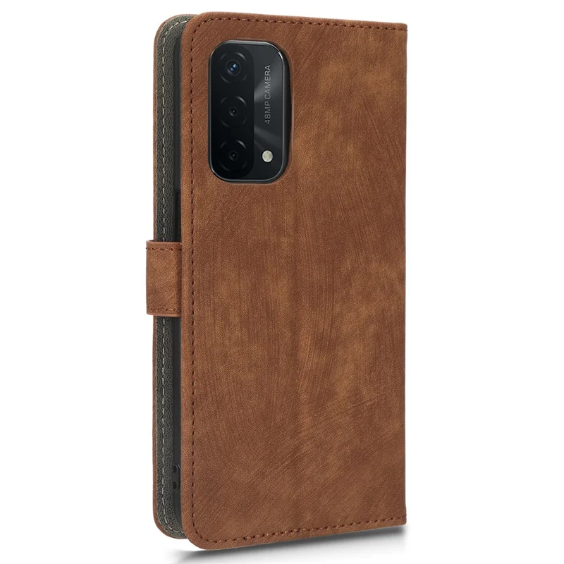 For Oppo A93 5G / A74 5G / A54 5G Phone Wallet Case RFID Blocking PU Leather Stand Cover with Strap - Brown