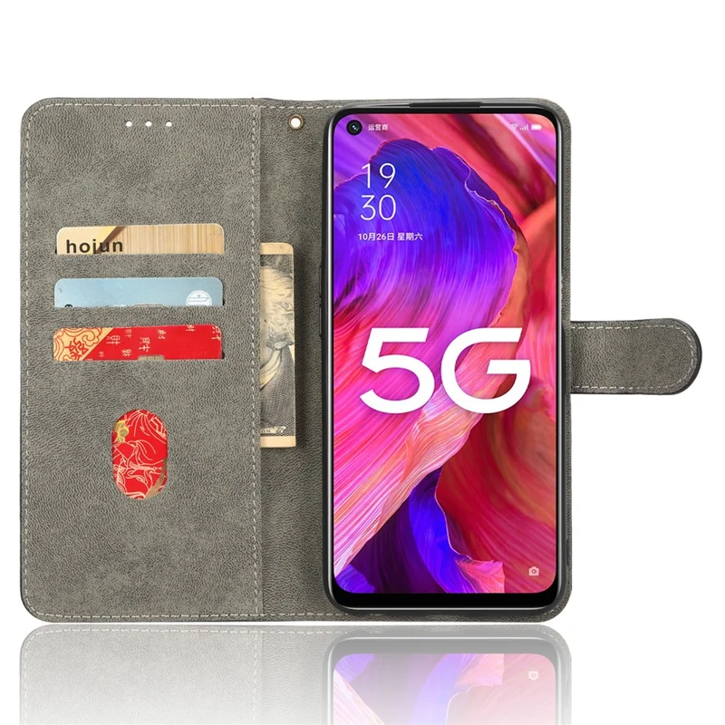 For Oppo A93 5G / A74 5G / A54 5G Phone Wallet Case RFID Blocking PU Leather Stand Cover with Strap - Black