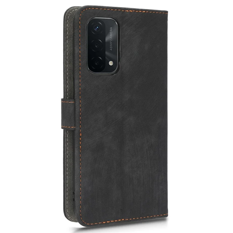 For Oppo A93 5G / A74 5G / A54 5G Phone Wallet Case RFID Blocking PU Leather Stand Cover with Strap - Black