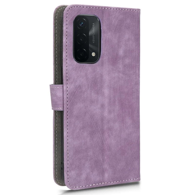 For Oppo A93 5G / A74 5G / A54 5G Phone Wallet Case RFID Blocking PU Leather Stand Cover with Strap - Purple