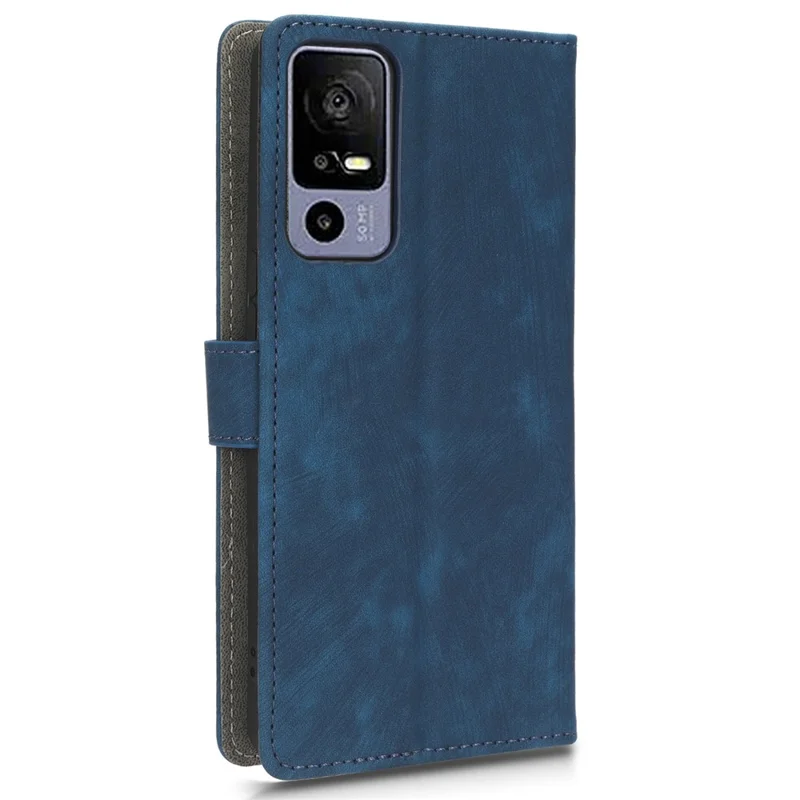 RFID Blocking Phone Case for TCL 40R 5G , Wallet Stand Leather Phone Cover with Strap - Blue