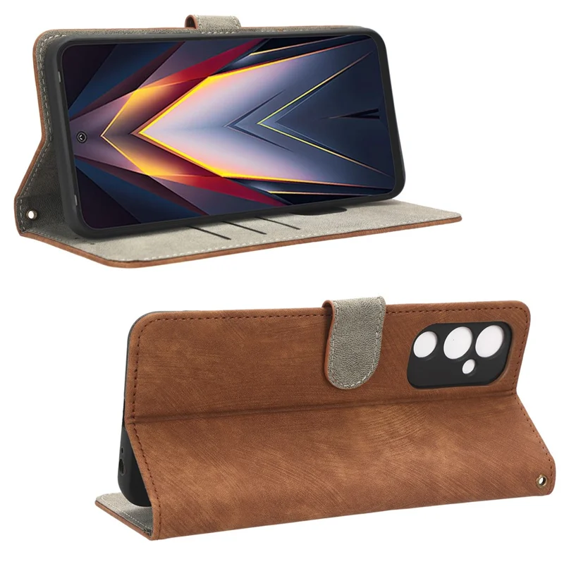 For TECNO Pova 4 LG7n RFID Blocking Phone Stand Case PU Leather Wallet Phone Cover with Strap - Brown