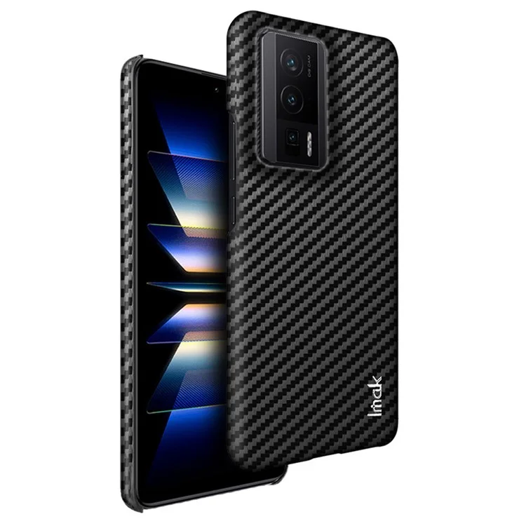 Capa de telefone IMAK Ruiyi Series para Xiaomi Poco F5 Pro 5G / Redmi K60 Pro 5G / K60 5G / Poco F5 Pro 5G, revestida de couro, com textura de fibra de carbono