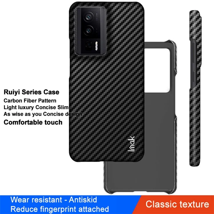 Capa de telefone IMAK Ruiyi Series para Xiaomi Poco F5 Pro 5G / Redmi K60 Pro 5G / K60 5G / Poco F5 Pro 5G, revestida de couro, com textura de fibra de carbono