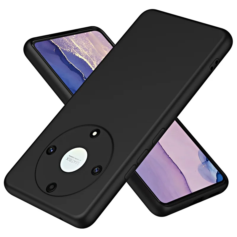 Back Cover for Honor X9a 5G / Magic5 Lite 5G 2.2mm Thickness Fiber Lining Rubberized TPU Phone Case - Black