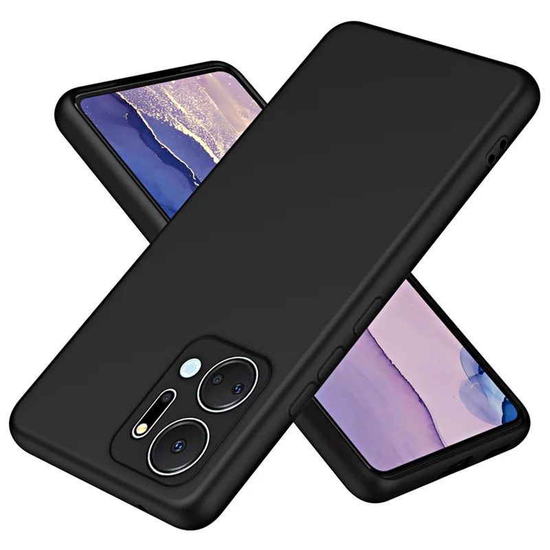 For Honor X7a 5G Fiber Lining Soft TPU Back Cover 2.2mm Thickness Rubberized Phone Case - Black