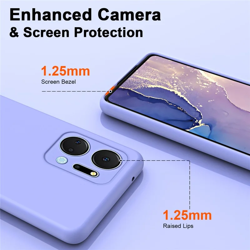 For Honor X7a 5G Fiber Lining Soft TPU Back Cover 2.2mm Thickness Rubberized Phone Case - Black