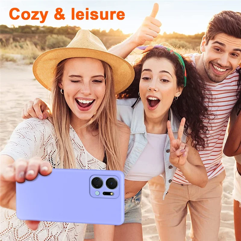 For Honor X7a 5G Fiber Lining Soft TPU Back Cover 2.2mm Thickness Rubberized Phone Case - Black