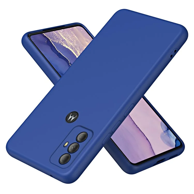 Para Motorola Moto G Power (2022) Capa traseira de 2,2 mm de espessura Forro de fibra revestida de borracha Caso de telefone TPU - Azul