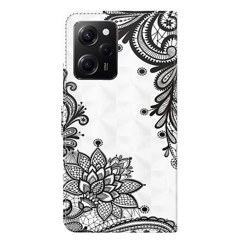Для Xiaomi Redmi Note 12 Pro 5G / Note 12 Pro Speed 5G / Poco X5 Pro 5G Кожаный чехол для телефона с 3D-печатью, чехол-кошелек - Кружевной цветок