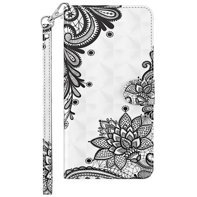 Para Xiaomi Redmi 11A 4G / 12C 4G Funda de Teléfono Flip de Cuero PU con Impresión de Patrón 3D, Soporte y Cartera - Flor de Encaje