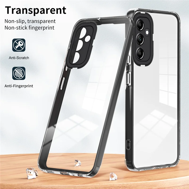 For Samsung Galaxy A54 5G 3-in-1 Transparent Back Cover Anti-scratch TPU + PC Phone Case - Black