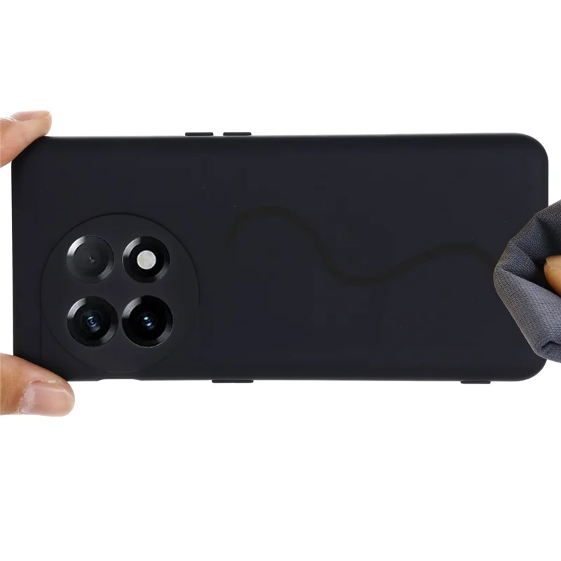 Pour OnePlus 11 5G Coque de téléphone en silicone liquide Protection de la caméra Anti-rayures Couverture - Noir