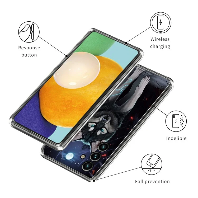 For Samsung Galaxy A54 5G Slim Phone Case Pattern Printing IMD TPU Back Cover - Wolf