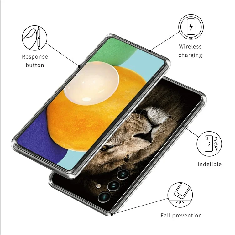 For Samsung Galaxy A54 5G Slim Phone Case Pattern Printing IMD TPU Back Cover - Lion