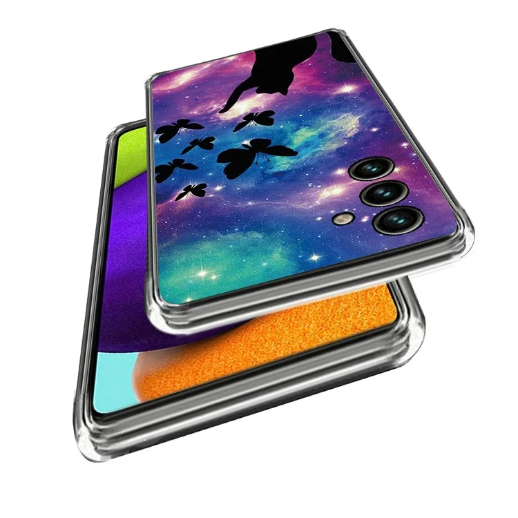 Para Samsung Galaxy A54 5G Slim Phone Case Padrão de Impressão IMD TPU Back Cover - Gato e Borboletas
