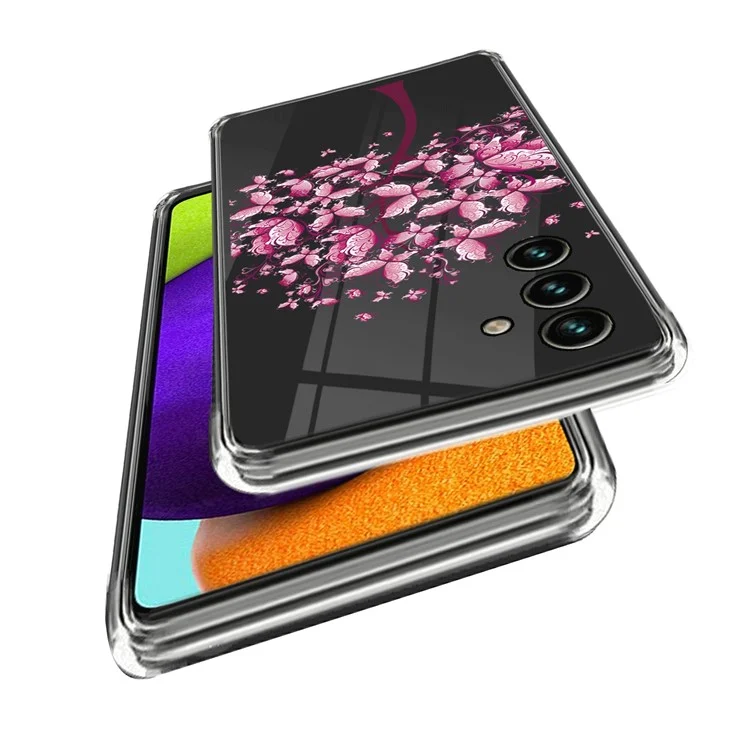 Weiche TPU-Hülle für Samsung Galaxy A54 5G mit Musterdruck, IMD-Technologie, schlanke Ausführung und stoßfester Handyhülle - Rosa Blumen