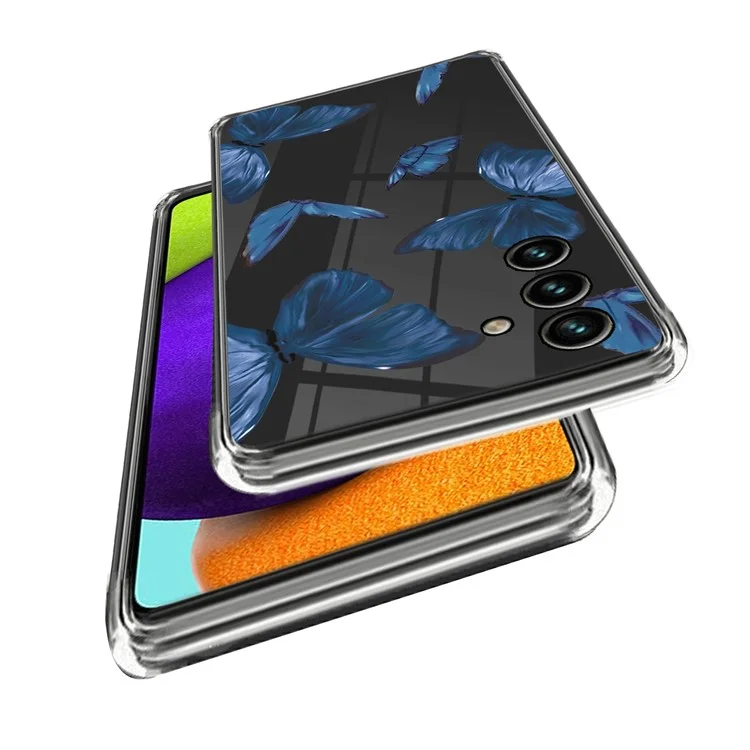 Für Samsung Galaxy A34 5G Soft TPU Case Anti-Drop Pattern Printing IMD Phone Cover - Blue Butterflies