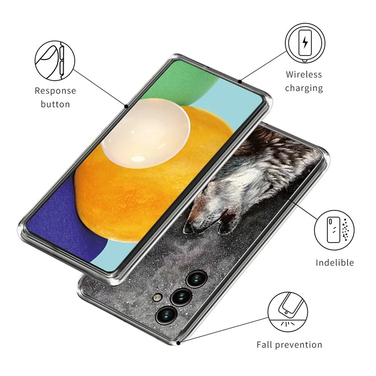 Schutzhülle für Samsung Galaxy A34 5G Slim Phone Case Pattern Printing IMD TPU Cover - Wolf