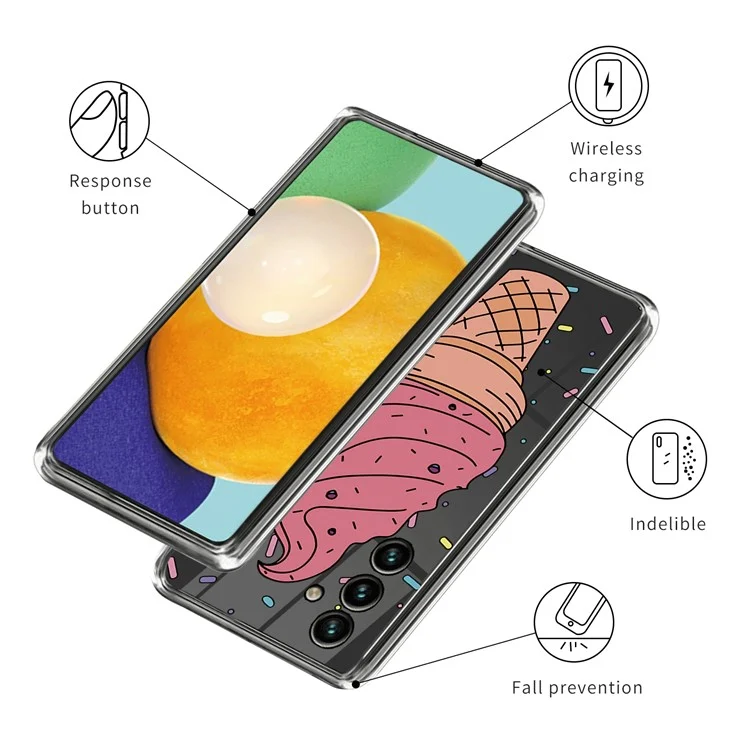 TPU Case for Samsung Galaxy A34 5G Shockproof Case IMD Pattern Printing Phone Cover - Ice Cream
