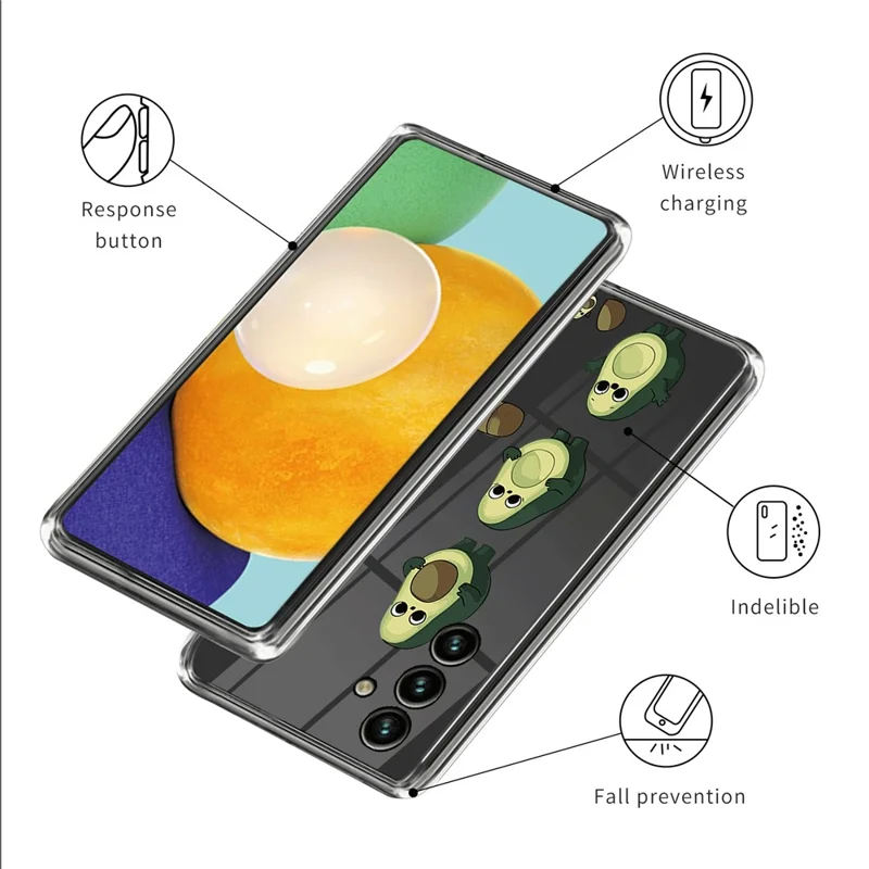 Protective Case for Samsung Galaxy A34 5G Phone Case IMD Pattern Printing TPU Cover - Avocado