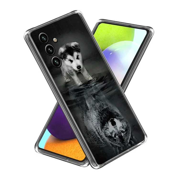 For Samsung Galaxy A54 5G Shockproof Phone Case Pattern Printing IMD TPU Cover - Dog and Wolf
