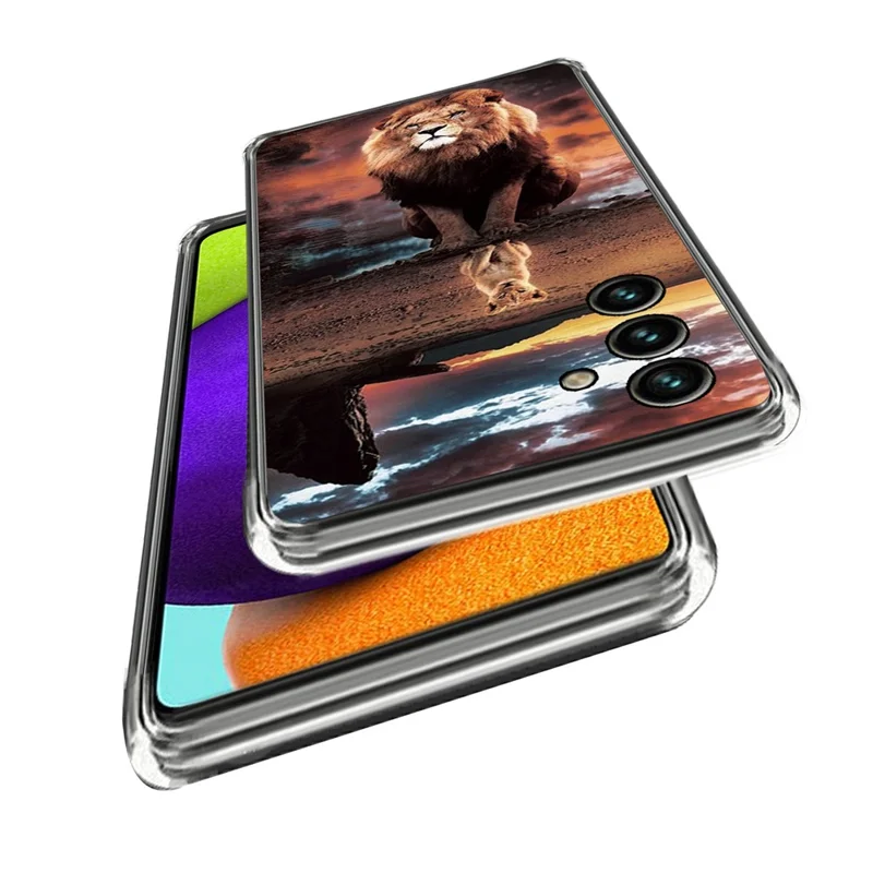For Samsung Galaxy A54 5G Shockproof Phone Case Pattern Printing IMD TPU Cover - Lion