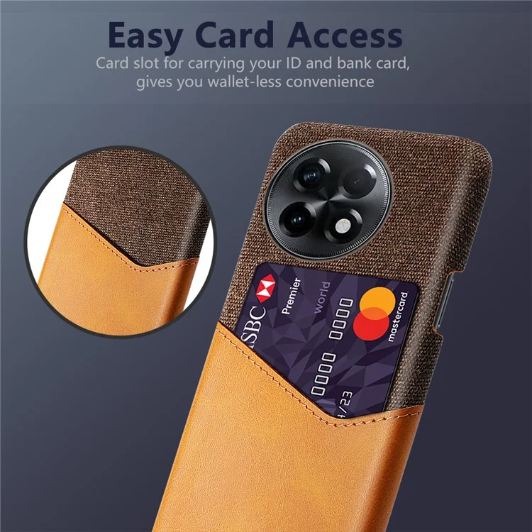 Para OnePlus Ace 2 5G / 11R 5G Capa de Telefone Textura de Tecido Couro PU + PC Capa de Telefone com Slot para Cartão - Laranja