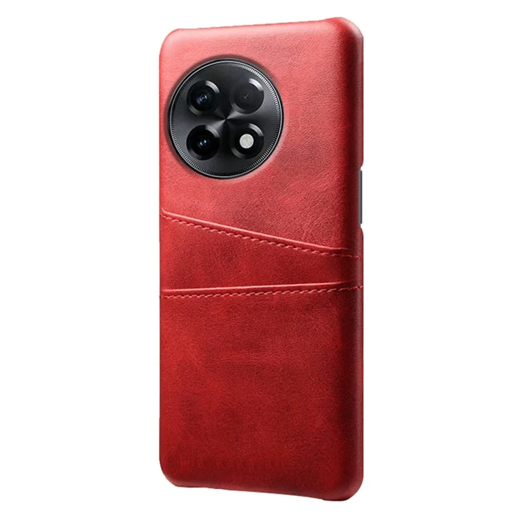 Phone Case for OnePlus Ace 2 5G / 11R 5G , PC+PU Leather Phone Cover Shell with 2 Card Slots - Red