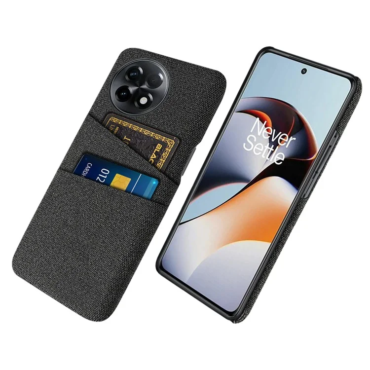Para OnePlus Ace 2 5G / 11R 5G Cloth Texture Phone Back Cover Cellphone Protective Case com 2 Slots para Cartão - Preto