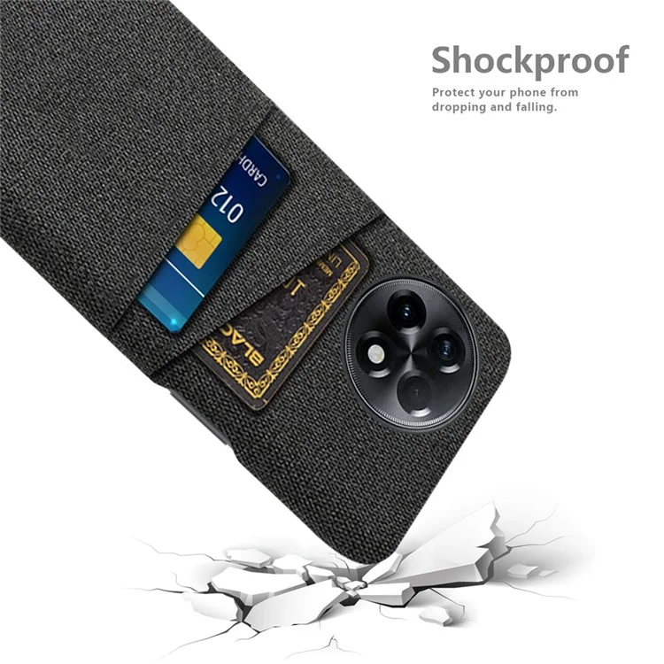 Para OnePlus Ace 2 5G / 11R 5G Cloth Texture Phone Back Cover Cellphone Protective Case com 2 Slots para Cartão - Preto